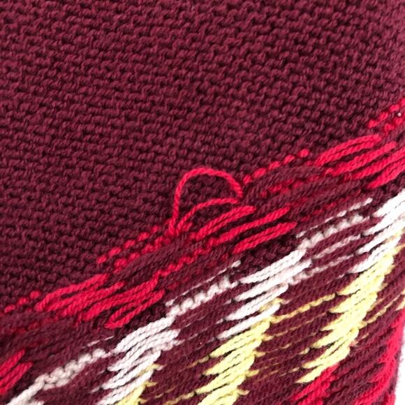 Free People S Rainbow Dreams Batwing Sleeve Knit Sweater mauve red woven 0552 - Picture 9 of 12